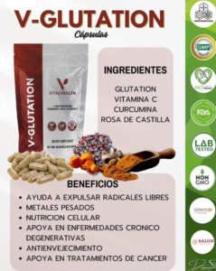 Envase y cápsulas de V-glutation de vitalhealth