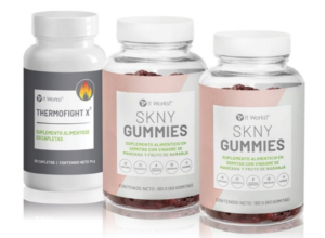 Envases de ThermoFight X y Skny Gummies de It works