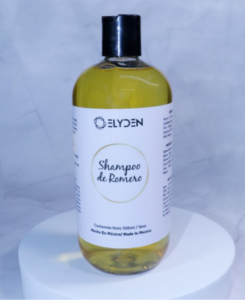 Envase de shampoo de romero de Elyden