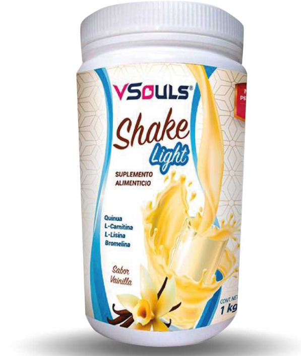 Envase de malteada shake light de Vsouls