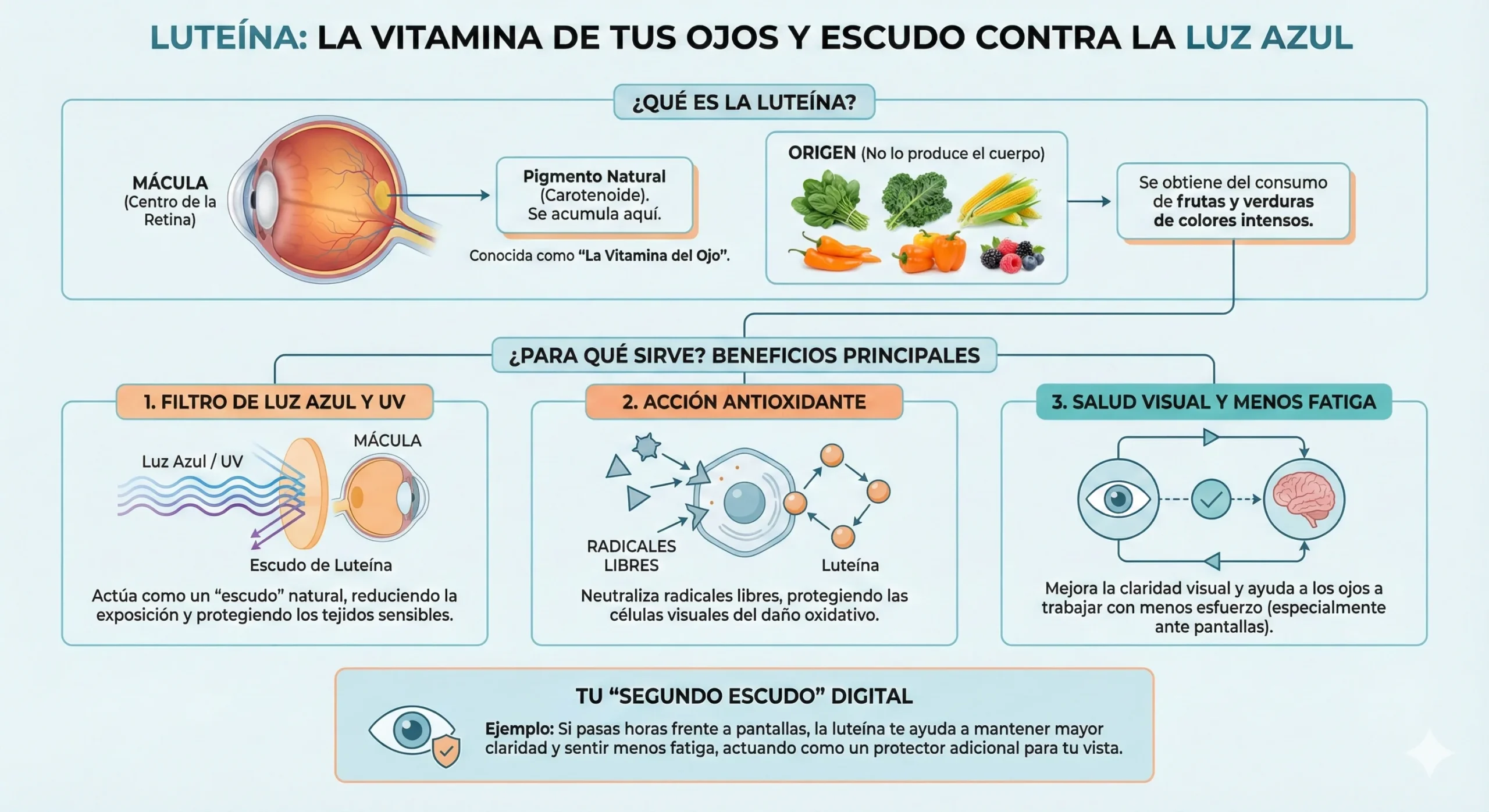 Infografía sobre la luteína para qué sirve