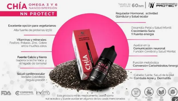 Chía con omega-3 y 6 de NN Protect Bionanotecnología