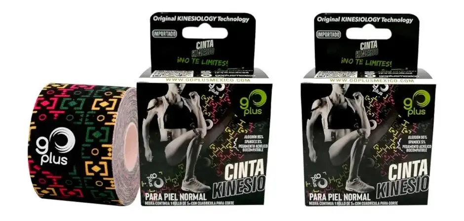 Cintas kinesiológicas color negro de 5 metros de Go Plus