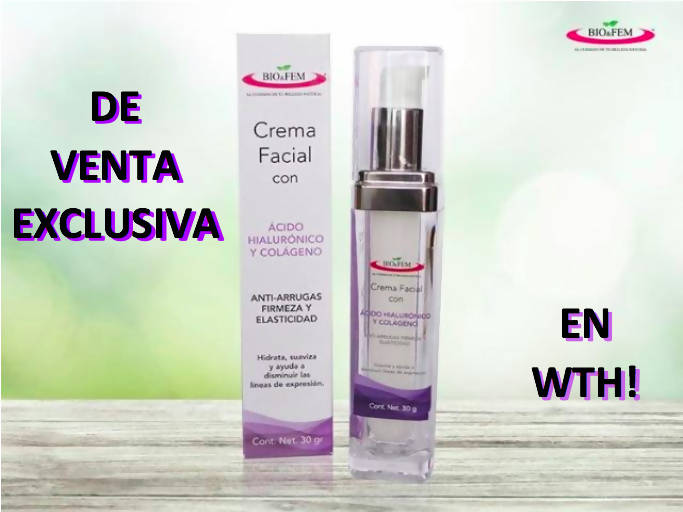 Crema facial con ácido hialurónico y colágeno