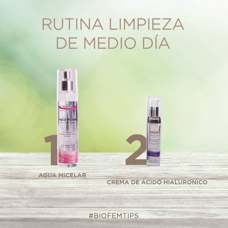 La pareja perfecta!!! - rutina limpieza de mediodía: agua micelar + crema facial con ácido hialurónico y colágeno