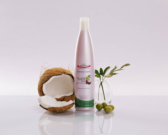 Shampoo capilar con aceites de coco, jojoba y olivo bio&fem 500ml