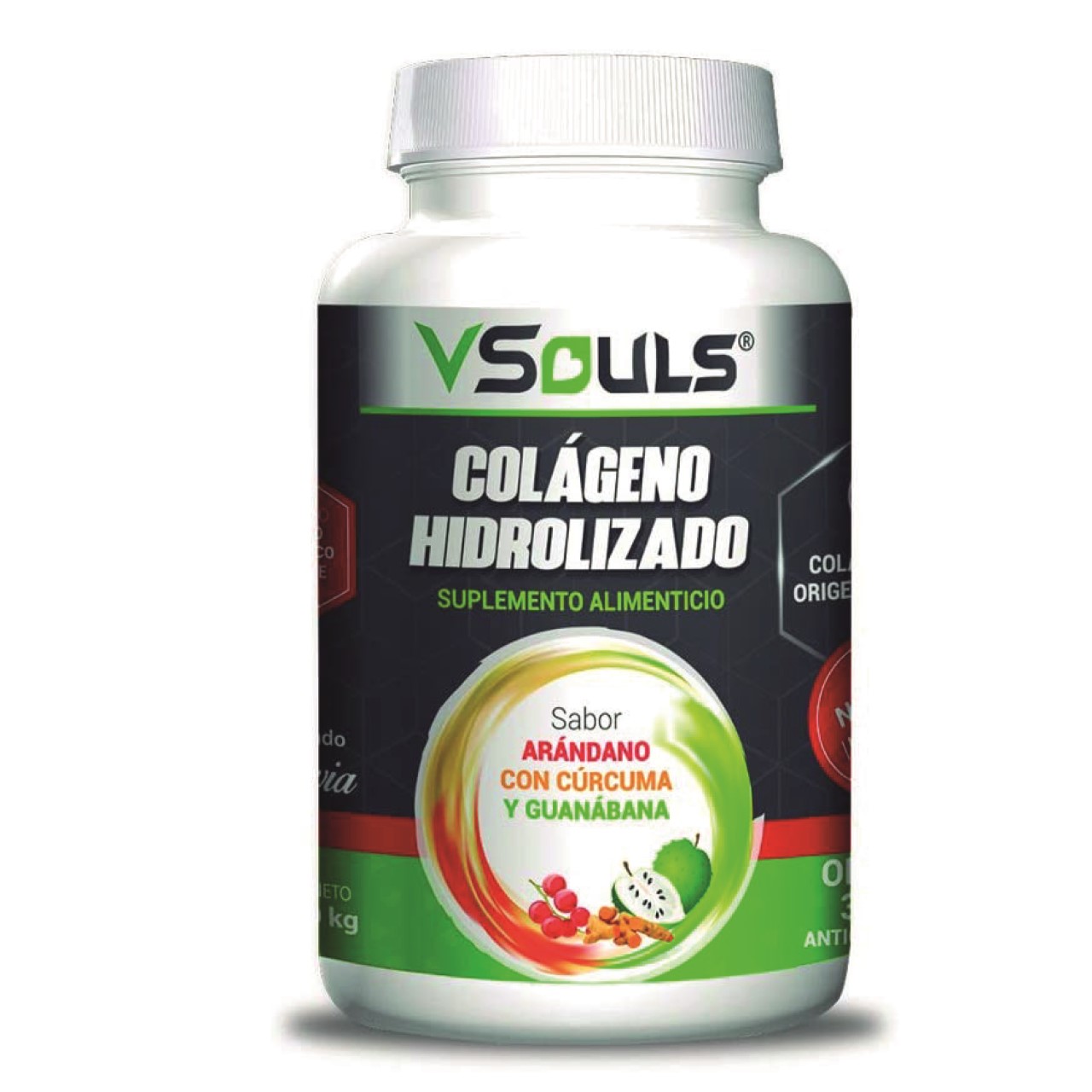 Colageno hidrolizado vsouls sabor arandano con curcuma 1.2 kg envio gratis!!