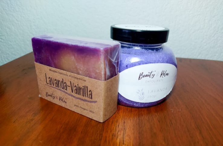 Kit de exfoliante facial de lavanda y jabón artesanal de lavanda - vainilla