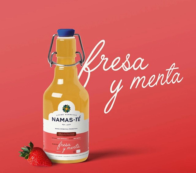 Kombucha sabor fresa y menta 1 litro