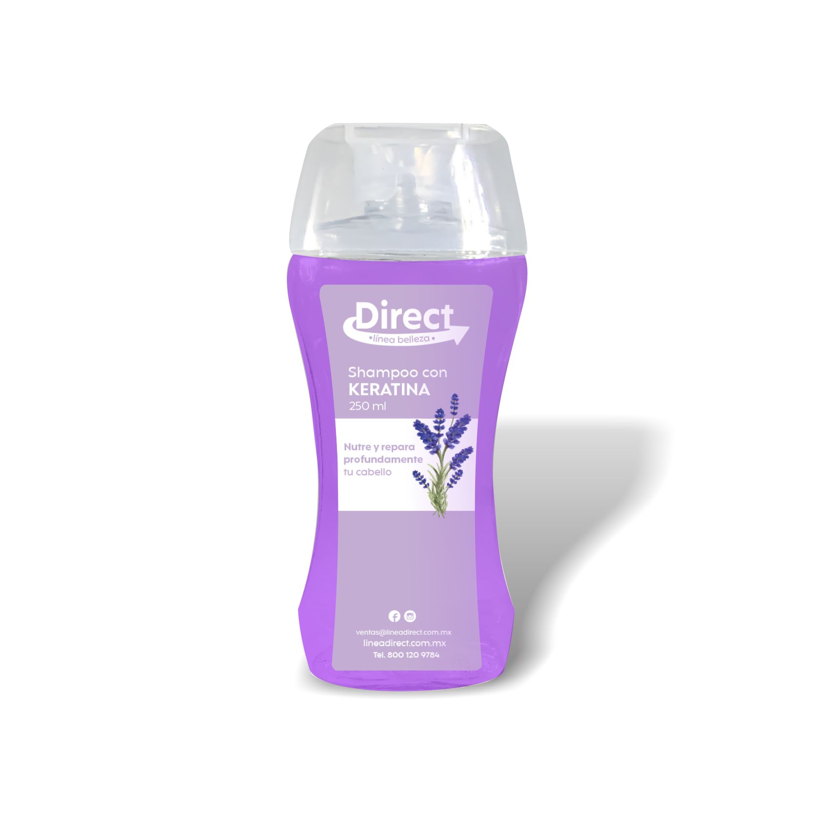 1 paquete de 3 Shampoo Keratina Direct de 250 ml.