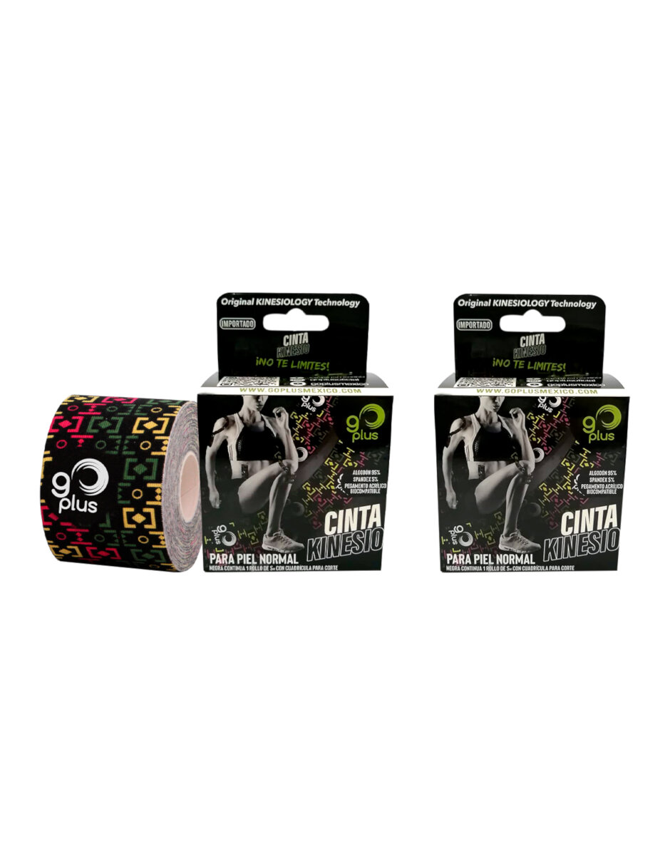 2 Cintas Kinesiológicas Negras 5 m Go Plus