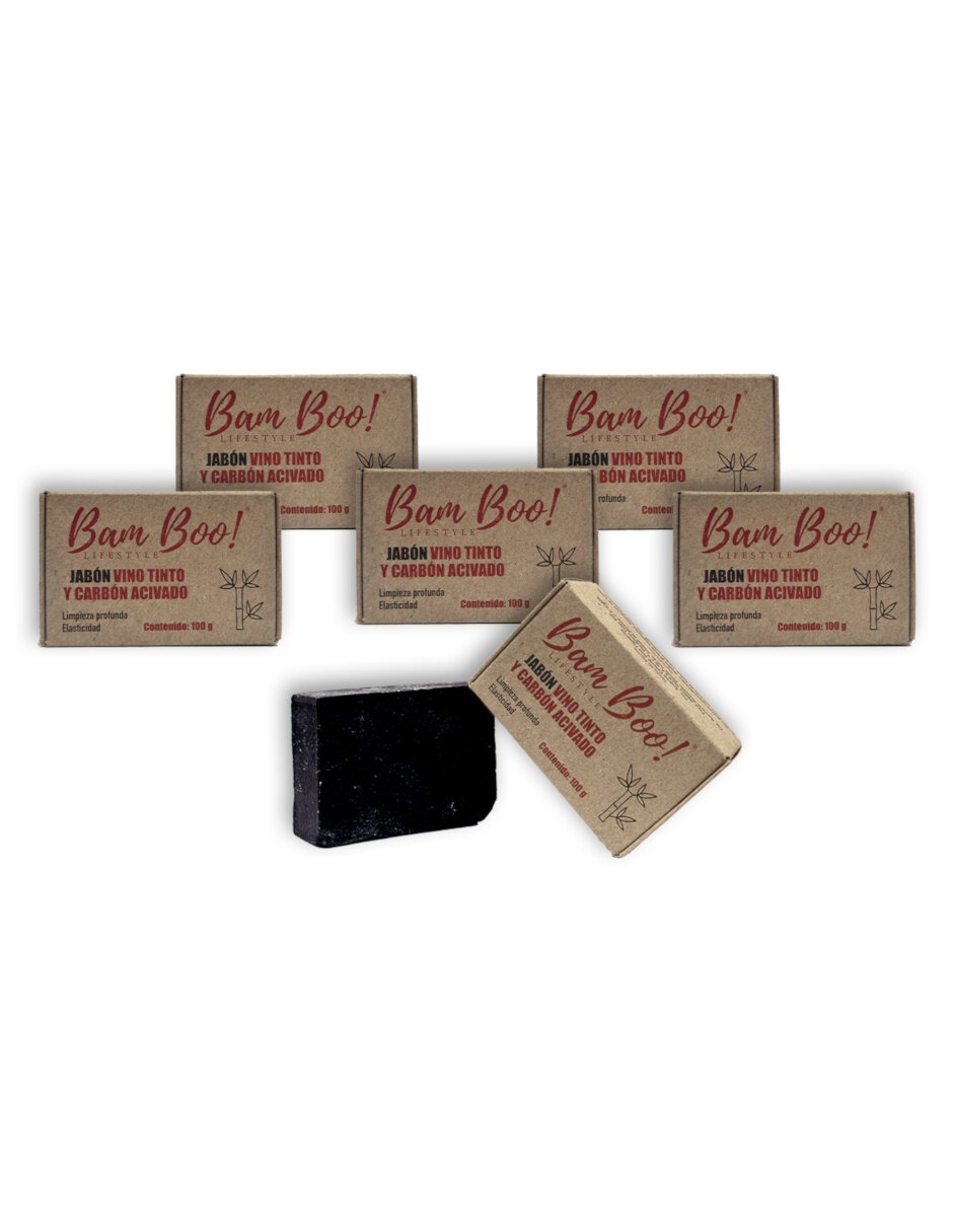 6 Jabones de Carbón Activado con Vino Tinto 100 gr Bam Boo! Lifestyle