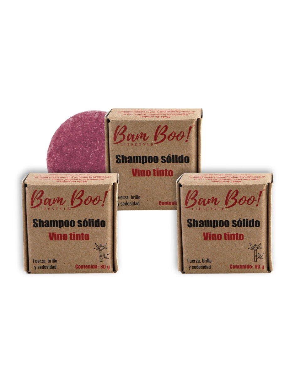 3 Shampoo Solido Vino Tinto Bam Boo! Lifestyle