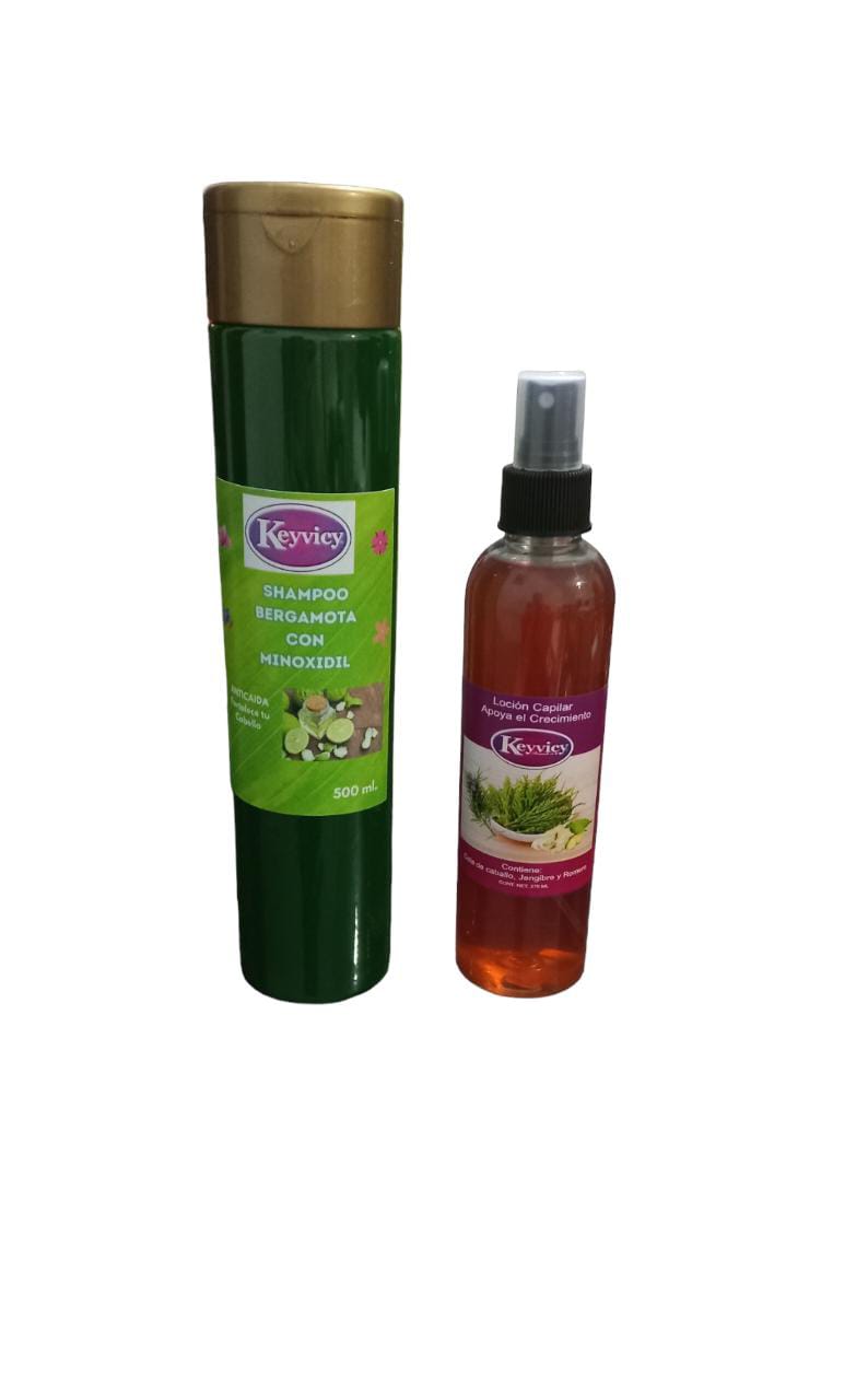 Kit shampoo bergamota con minoxidil + Loción anticaída