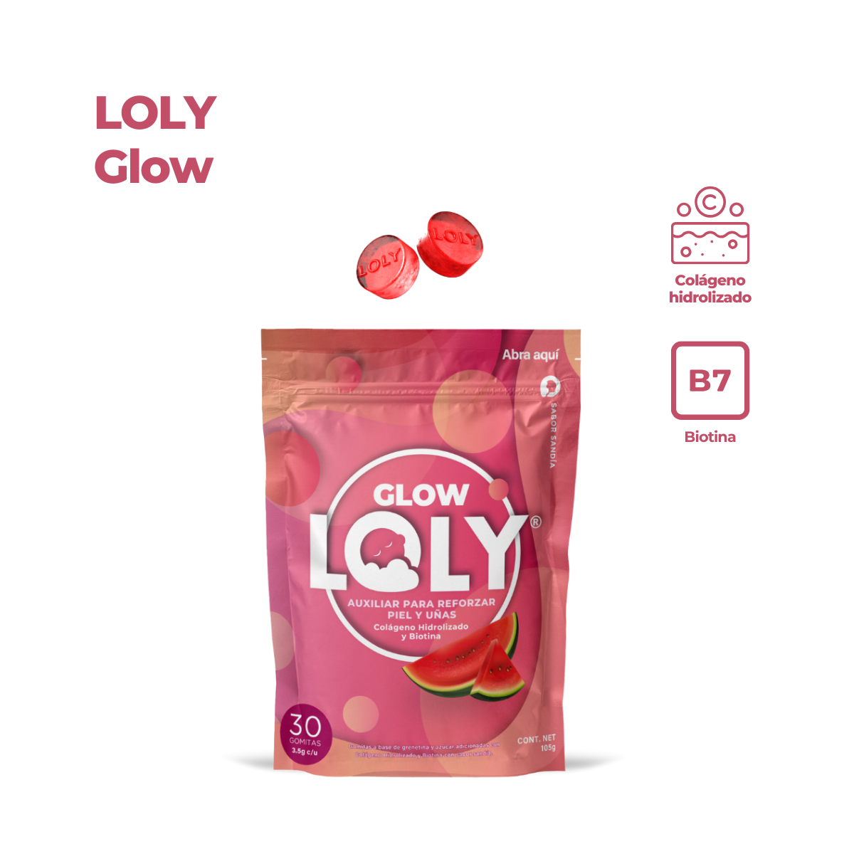 LOLY GLOW - GOMITAS CON COLÁGENO Y BIOTINA