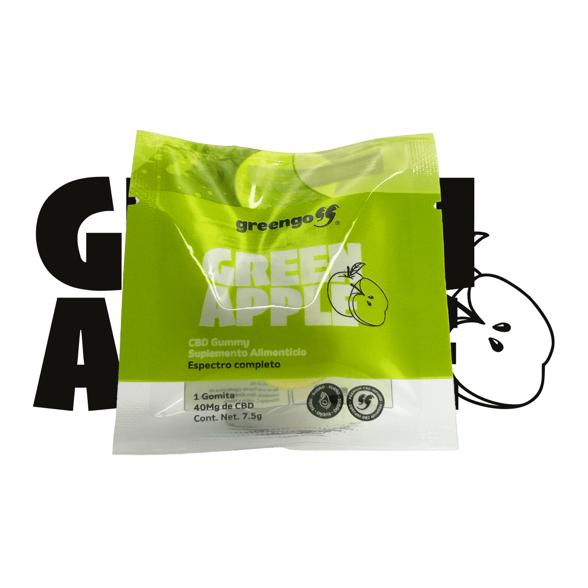 Green Apple Gomita Individual CBD Full Spectrum+D8 (Sueño)
