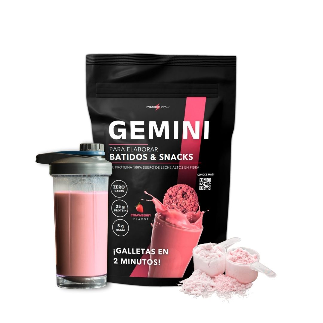 Proteina GEMINI Batidos y Snacks sabor FRESA 2 Lb